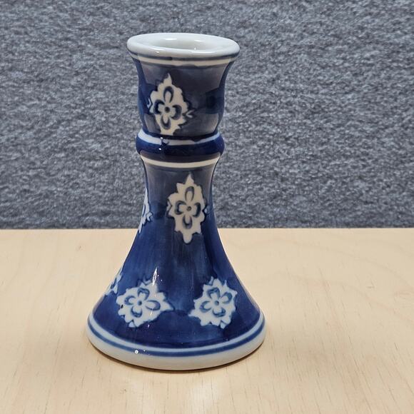 Vintage Delf Blue Hand-painted Votive Candle Holder Windmill Cut Peirced Hearts - Picture 5 of 8